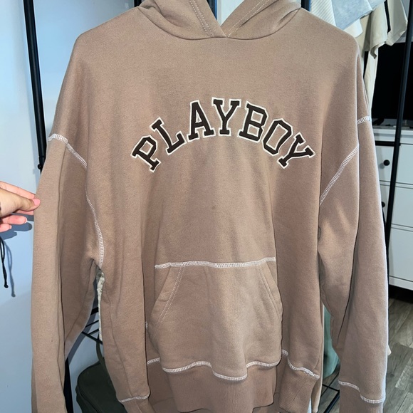 PLAYBOY | Tops | Oversized Brown Playboy X Pacsun Hoodie Brown Logo Size Xs  | Poshmark